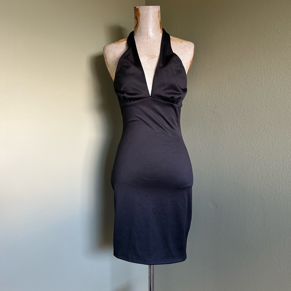 Divided Elegant Black Stretch Halter Dress Sz S
